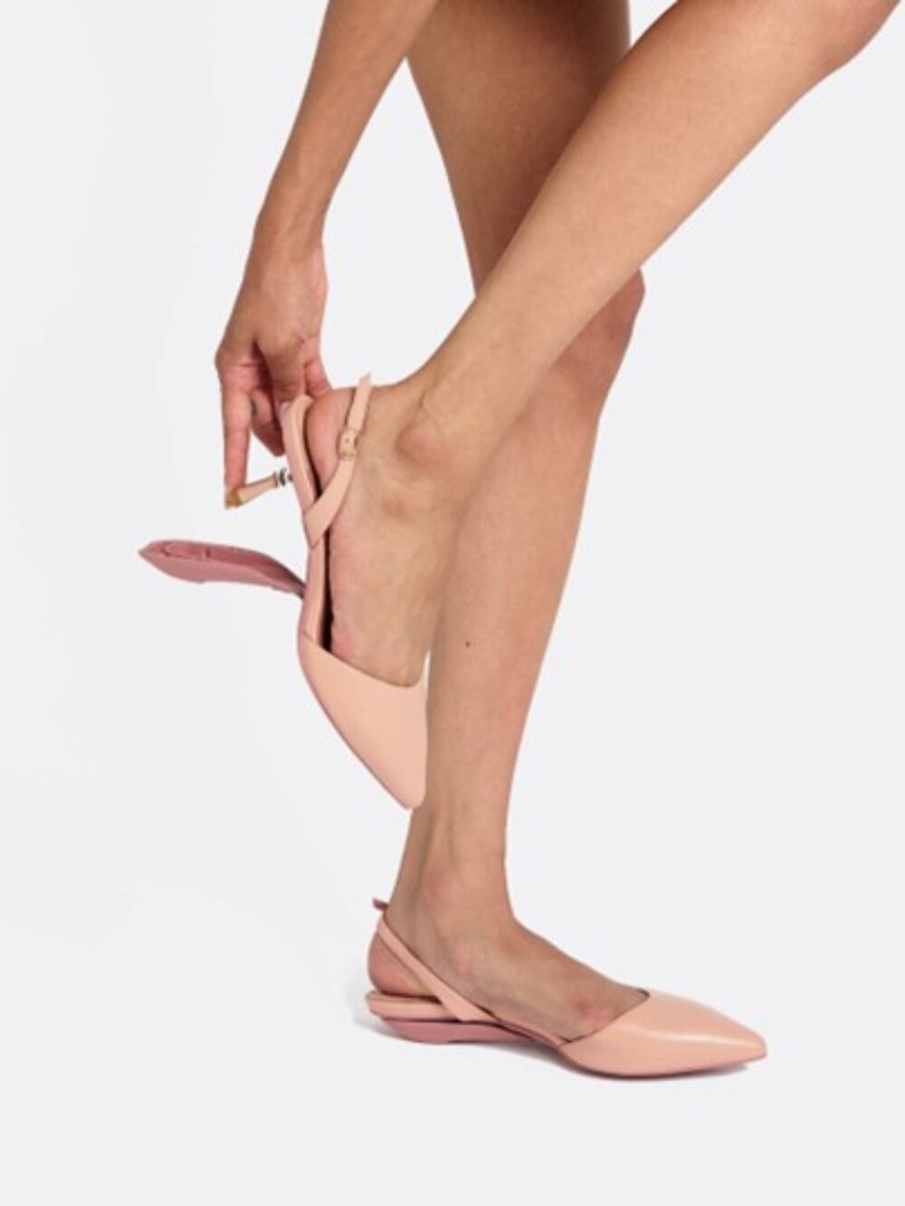 Vice Versa Convertible Nude Leather Slingback Heels to Flats